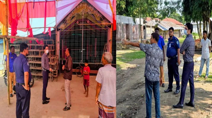 রুহিয়ায় ভোটকেন্দ্র  ও পূজামণ্ডপ পরিদর্শন করেছেন  ইউএনও আলাউদ্দিন 